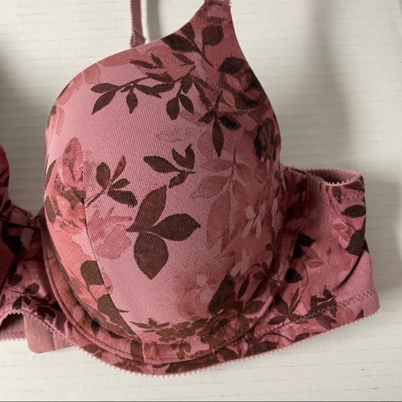 Ambrielle Purple Pink Floral Lightly Lined Full Coverage Plus Size Bra 38B - Picture 2 of 5